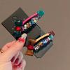 Korean-style Colored Crystal Bow Hairpin Contrast Color Rhinestone Side Bang Clip Women Sweet Duckbill Clip Cute Hair Accessory