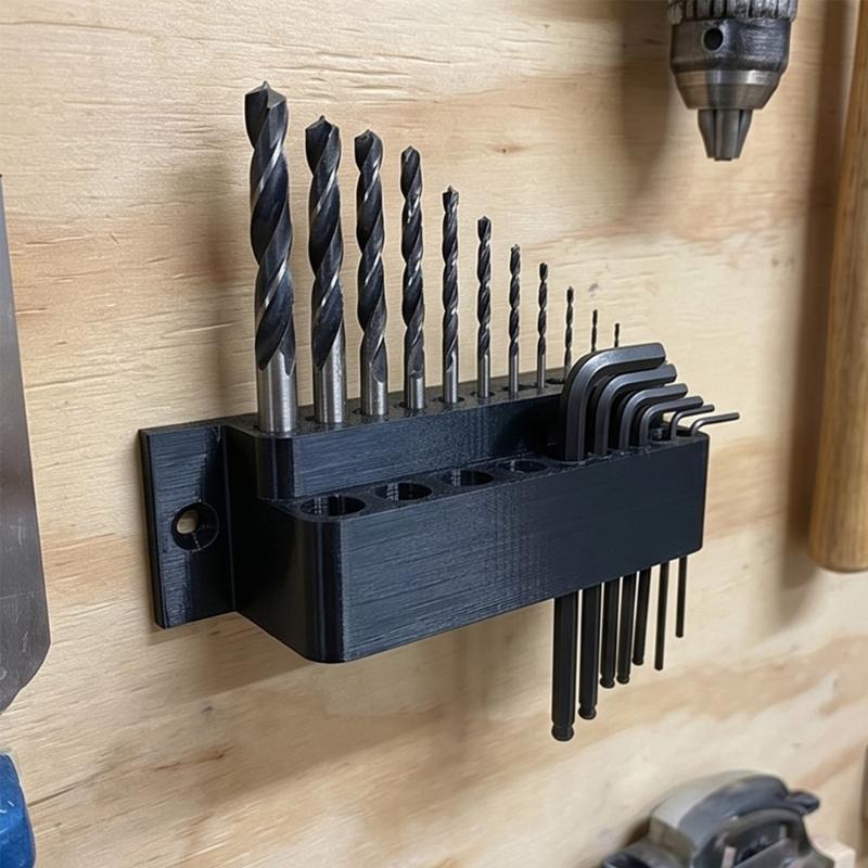 Drill Bit Organizers Holder Wall Mount Polylactic Acid Storage Rack for Screws Bits and Small Workshop Hardware Pieces Set