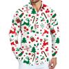 Men's Christmas Shirt Christmas Print Long Sleeve Button Shirt