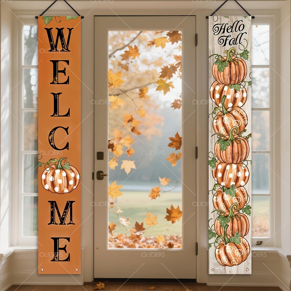 Fall Thanksgiving Porch Sign Rustic Harvest Pumpkins 1 Pair Polyester Indoor Outdoor Decor