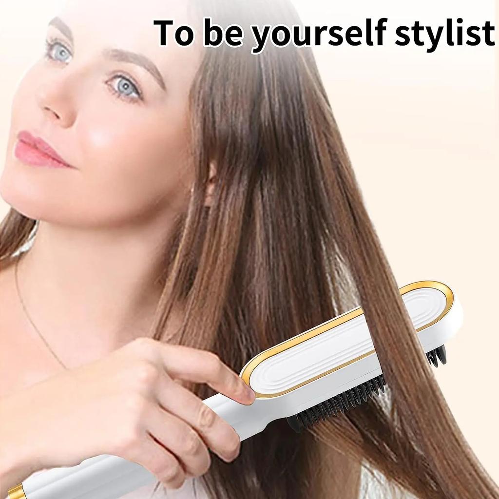 Hair Straightener Brush Anti-Scald Ionic Hair Straightener Comb LED Screen Fast Heating Straightening Brush Women Hairstyle Tool