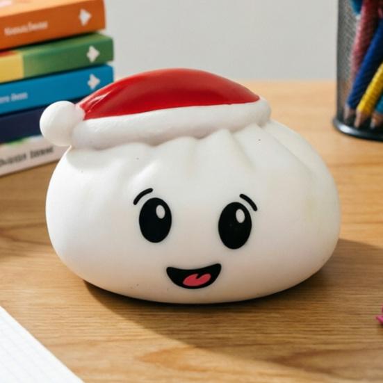 Kreslená Expression Knedlík Mačkací Hračka Santa Klobouk Dušený Bochník Fidget Hračka Úleva od Stresu Mačkací Těsto Míč Relaxační Decompresní Nástroj
