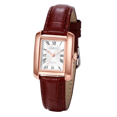 Watch with Leather Antique Roman Analog Waterproof Quartz Fashion Perfect for or As a Gift for Her Women's Strap, Numeral, Display, Movement, Brown,