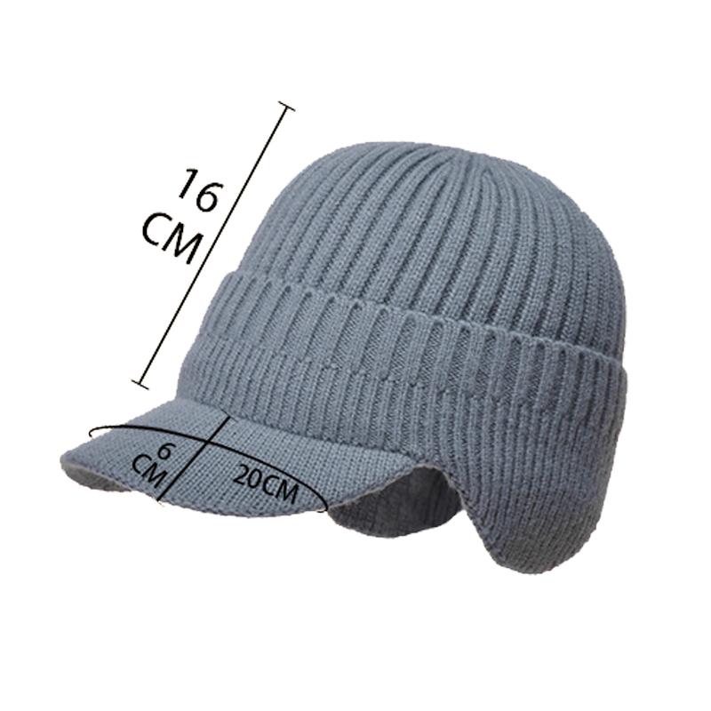 Winter Warm Baseball Caps Men Thicken Plush Linging Knitted Earflap Hat Outdoor Sport Windproof Ear Protection Woolen Peaked Cap