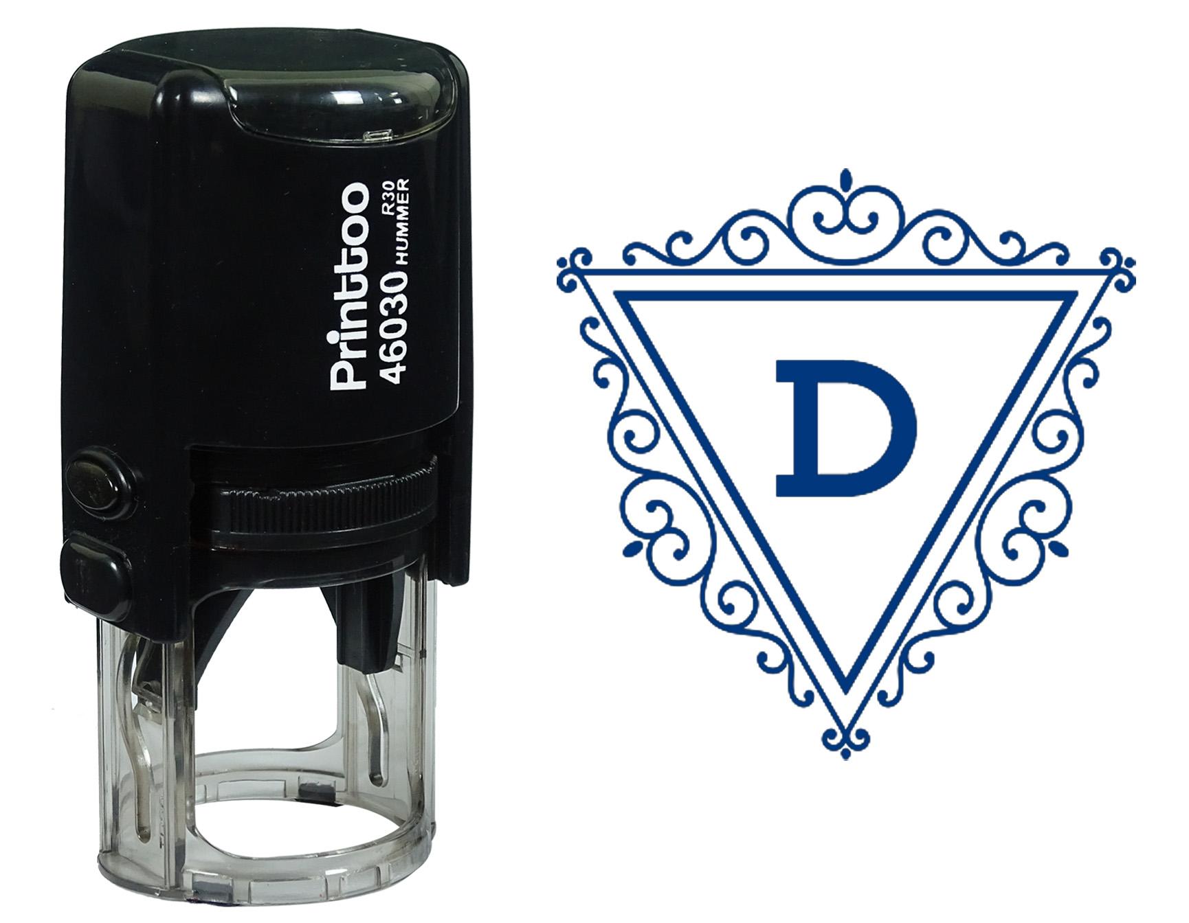 

Printtoo D Alphabet Swirl Border Triangle Monogram Initial Self Inking Rubber Stamp Office 30 mm Diameter (Approx) синій