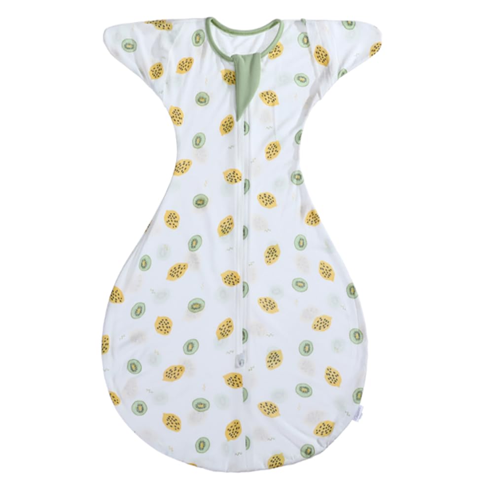 Swaddle Mesh Summer Newborn Bamboo Cotton Swaddle Baby Moro Reflex Baby Sleeper Sleeping Peacefully Night Crying Bamboo [enne.] (Lemon Kiwi, Mesh, L)