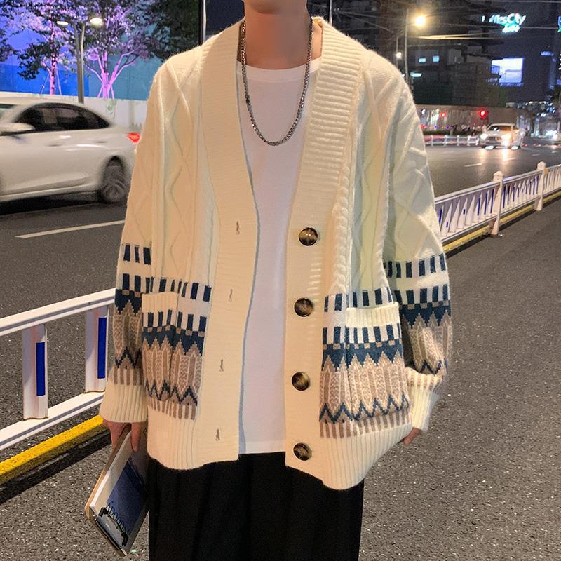 Men's Oversized Knitted Cardigan Sweater - Autumn/Spring Long Sleeve Fashion Top