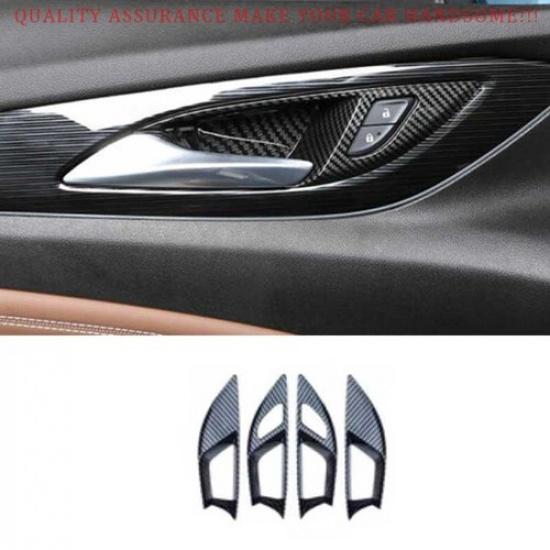 For Buick Regal 2018-2020 Carbon Fiber Inner Door Handle Lock Cover Trim 4PCS
