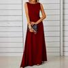 Spring and Summer Elegant and Pure-colored Round-neck Short-sleeved Resort-style Women's Dresses