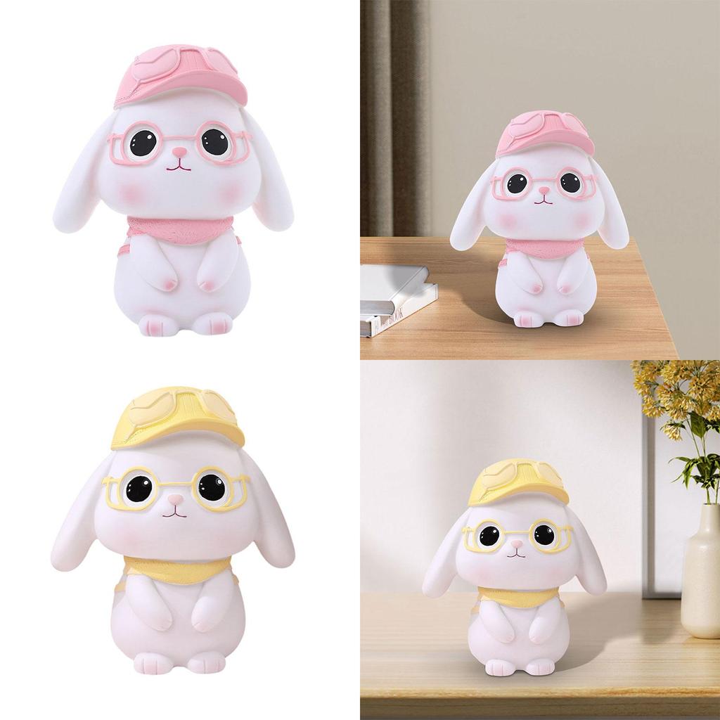 Piggy Bank Change Box Adorable Container Money Box Bunny Figurine Money Bank for Kids Dining Room Bedroom Girls Living Room