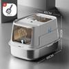 Large Enclosed Cat Litter Box Stainless Steel Anti-Scatter Cat Bedpan Fully Sealed Kitty Toilet High-Sided Pet Bathroom Solution