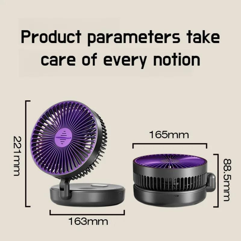 Xiaomi Foldable Desktop Fan Mini  Wall-Mounted Fan With Warm Night Light Rechargeable 4 Gears Adjustable Portable Air Circulation Fan
