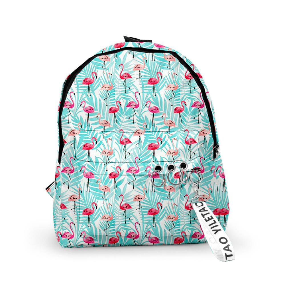 Classic Novelty Cool Flamingo Backpacks Boys/Girls pupil School Bags 3D Print Keychains Oxford Waterproof Cute Small Backpacks