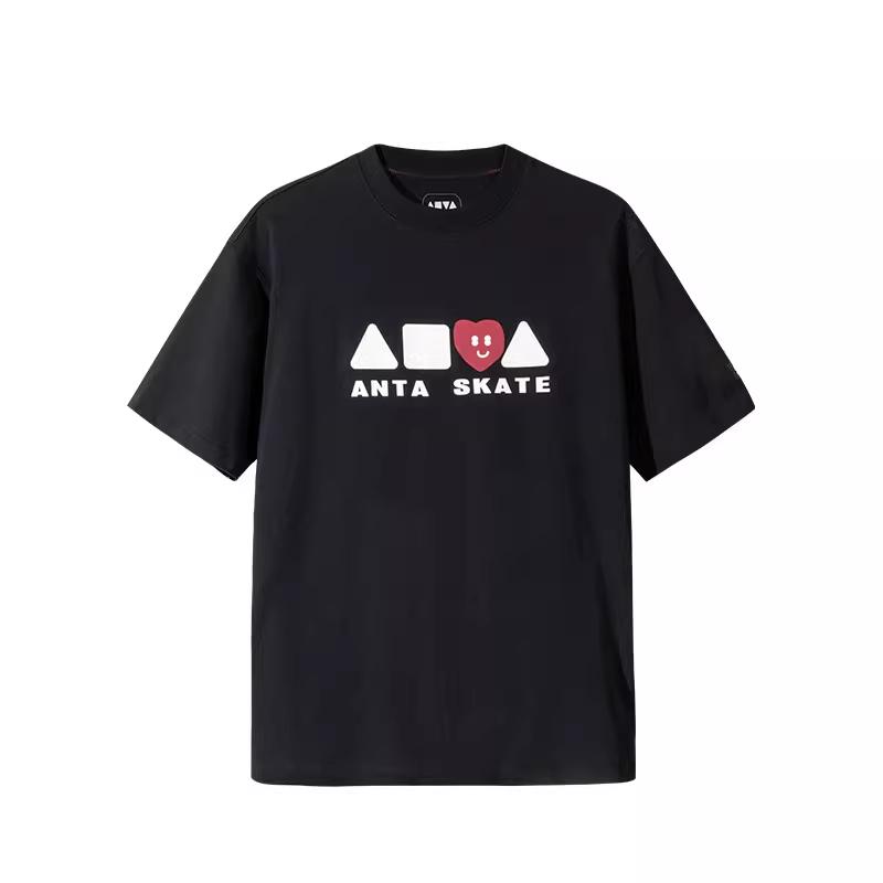 

Anta Comfortable Breathable Loose Fit Round Neck T-Shirt Unisex Tops Black 172528101-2 XS