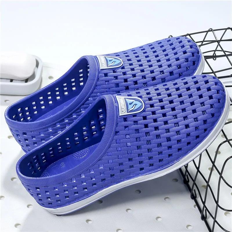 Pánské letní děrované boty Velká velikost Pracovní boty Jednobarevné Korejské sandály Pánské Silná podrážka Protiskluzové Cestovní Prodyšné Ležérní Plážové boty