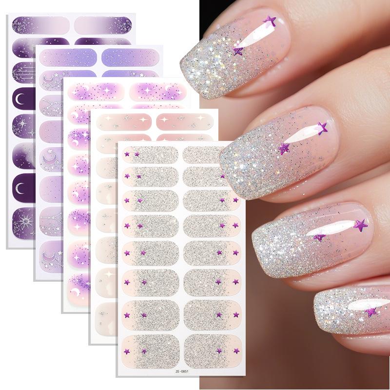 Gradient Glitter French Manicure Film Nail Stickers 3D Hot-selling Nail Stickers