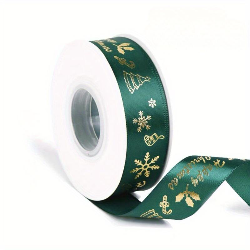 

Бронзовые рождественские ленты, полиэстеровые ленты с принтом для бантов, подарочных коробок, упаковочная лента, рождественские украшения своими руками, поделки 25 yards