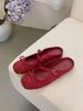 Bow Half Slippers Baotou Sandals Women's Shoes Inner Height Increase Early Spring Single Shoes