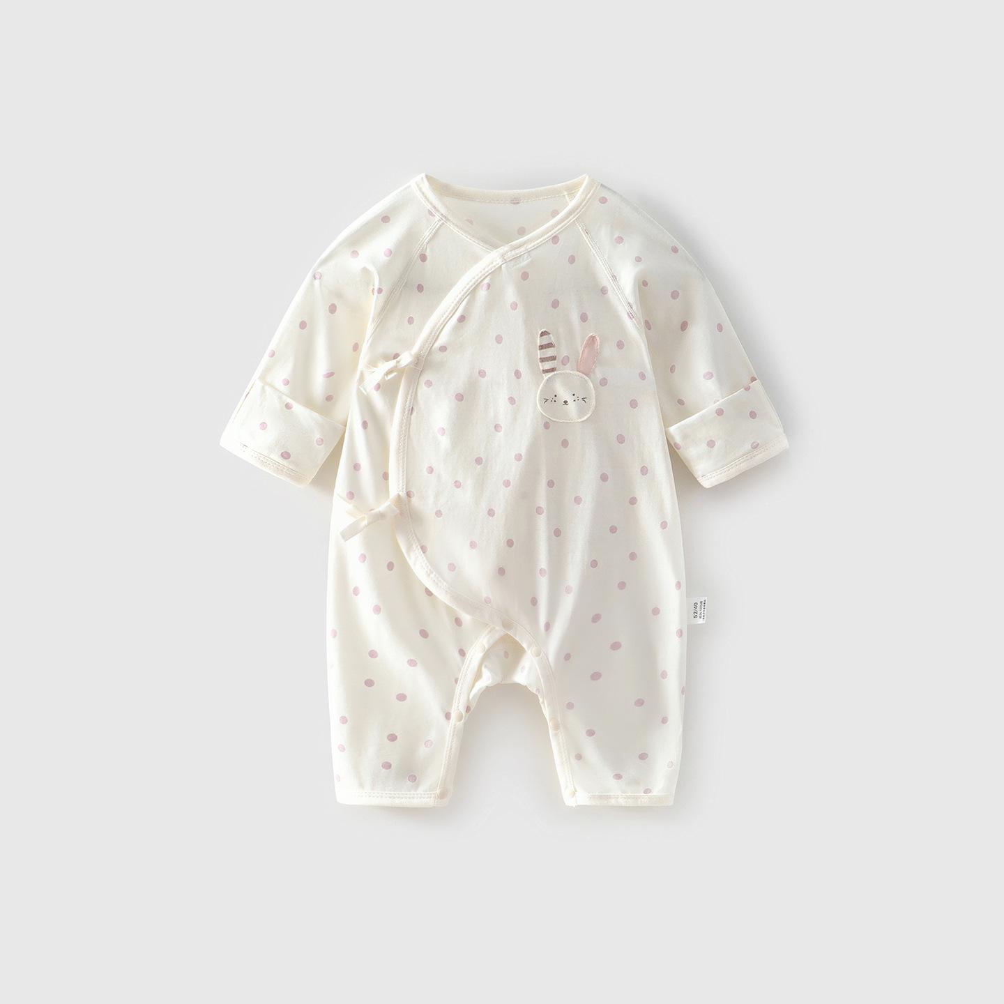 Newborn Summer Lightweight Cotton Romper - Butterfly Design, Bone-Free, Long Sleeve. 52 cm грязно-белый