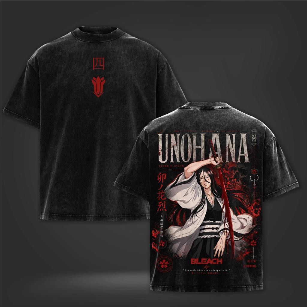 Unohana Retsu BLEACH Printed T-shirt Vintage Washed Oversized T Shirt Men Women Clothing Short Sleeve 100% Cotton Tees Tops