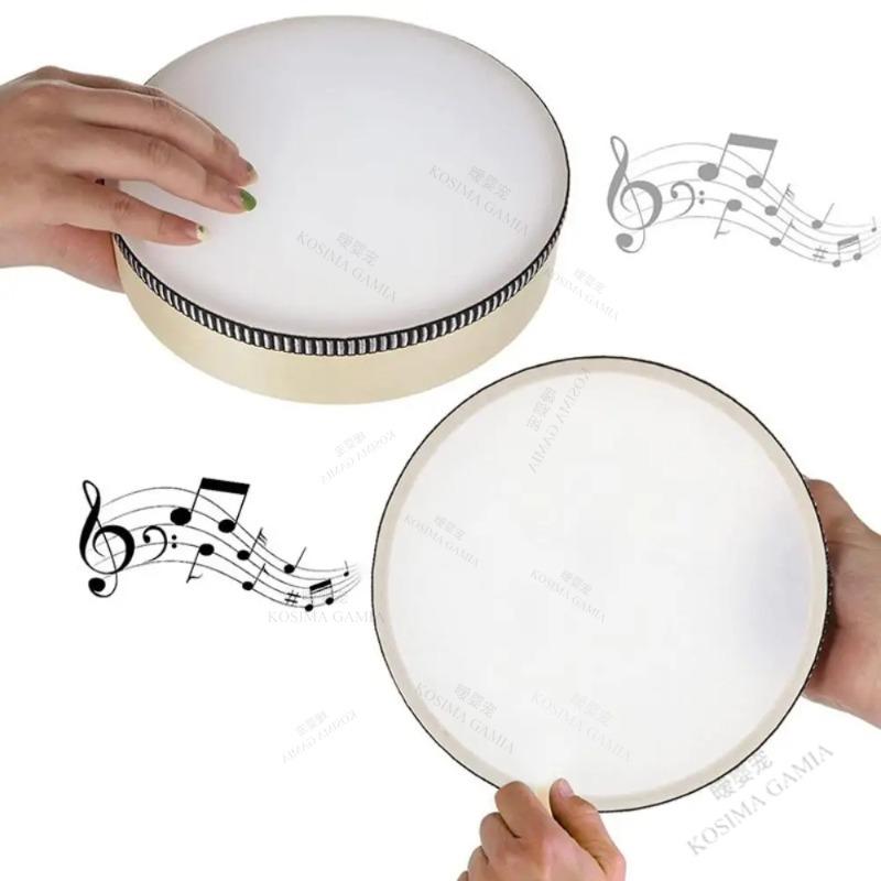 Gift For Kids Toddlers 4/6In Wooden Hand Drum Handheld Wood Frame Musical Instrument Toy Safe Non-Toxic Educational Lightweight