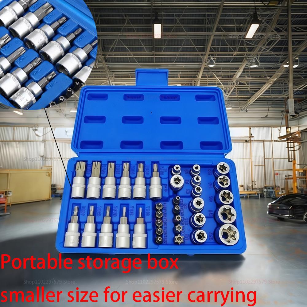34Pcs Torx Star Sockets & Bit Set with Box Male / Female E-Security Bits Drive Handheld Tool Torque Star Socket Disassembly Tool