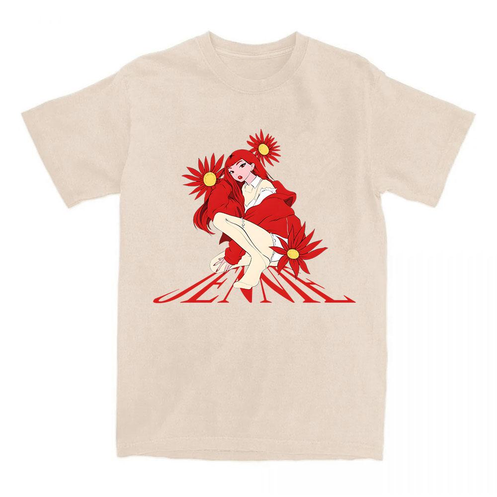 Jennie Back To School Anime Tee Short Sleeve Cotton T-shirt Casual Fashion Graphic Printing Tshirts O-neck Women Men Top