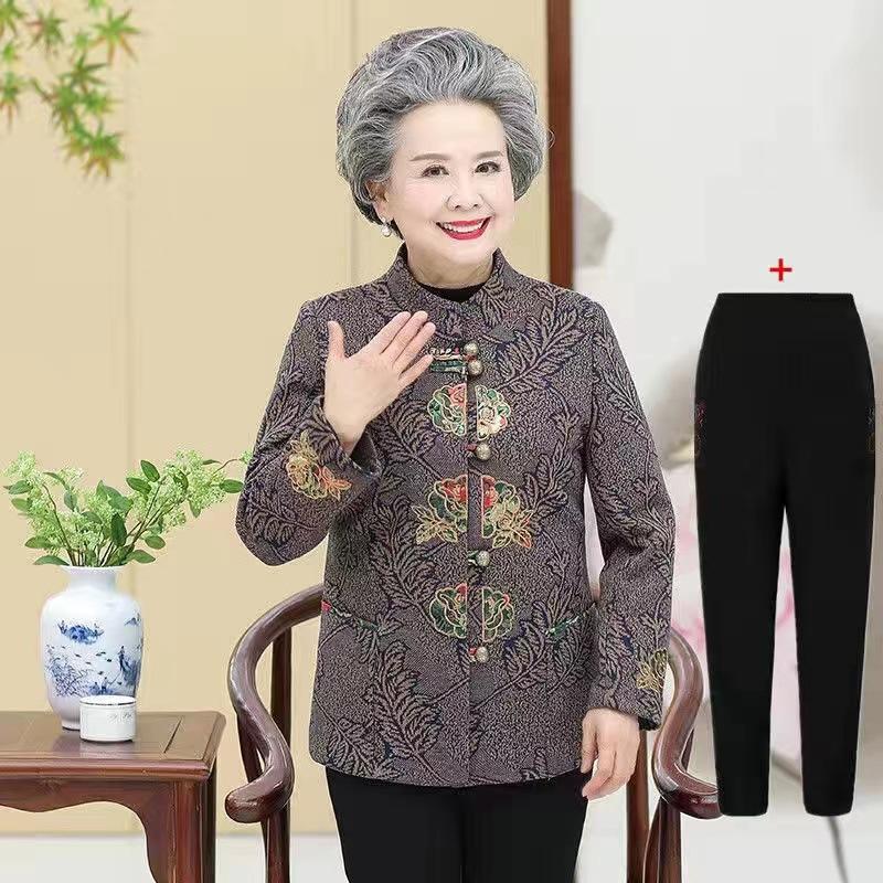 Spring and Autumn Jacket Set for Mature Women (Ages 60-80) – Grandma Style