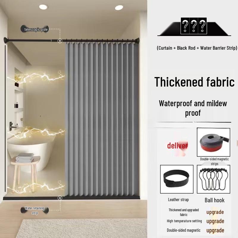 Handon Invisible Folding Shower Curtain Set
