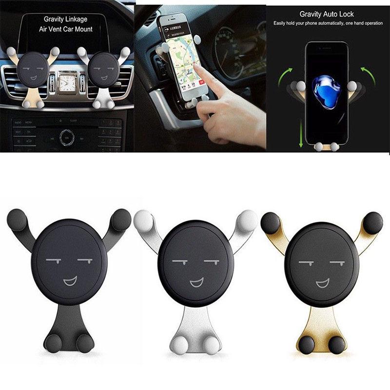 360° drehbarer Cartoon Smiley Gesicht Schwerkraft Auto Halterung Lüftungsschlitz Halter für Mobiltelefon GPS