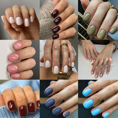 1PACK Wear Nail Short Nail Patch Solid Color Collection Nail Patch Finished Nail Patch Removable Fake Nail Patch