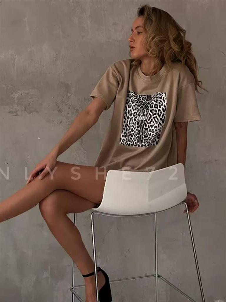 Vintage American Casual Women's Loose Short Sleeve Fashion T-shirt