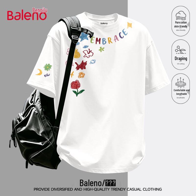 Baleno Men s 2026 Summer Heavyweight Cotton Loose Fit T-Shirt L