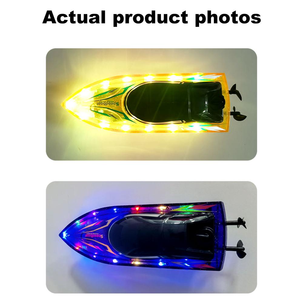 Remote Control Boat for Adults & Kids 2.4GHz High Speed Remote Control Speedboat for Pool and Lake, Electric Boat Toy with LED Light