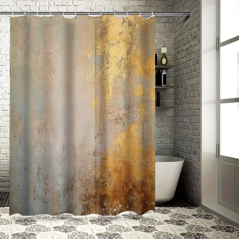 

Современный Декор для Ванной Комнаты Занавеска для Душа Кремовый Золотой Металлическая Текстура Водонепроницаемая Подкладка для Ванны для Домашнего Декора Защита Конфиденциальности (1 90x180cm