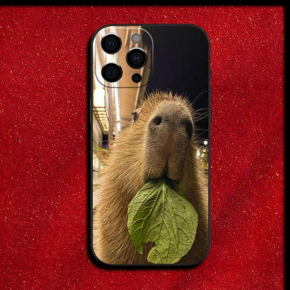 

Cute Pet Capybara Phone Case For iPhone 16,15,14,13,12,11,Pro,X,XS,Max,XR,Plus,Mini Soft Black Cover iPhone12mini