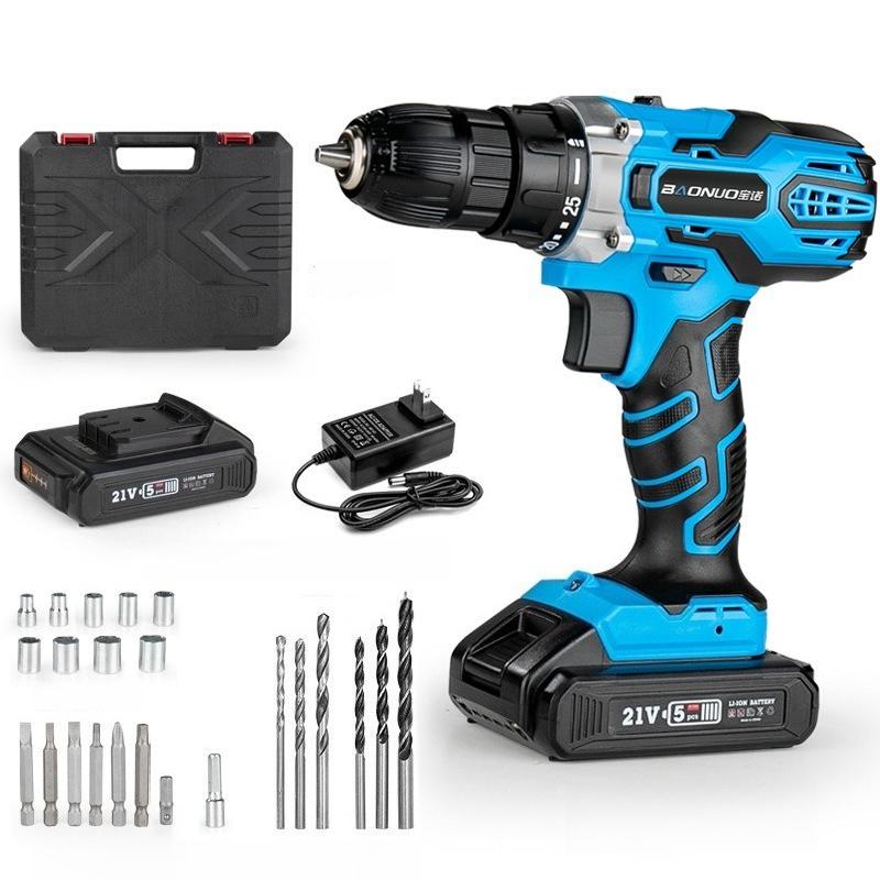 

21В Перезаряжаемая литиевая батарея Ударная дрель Ручная Портативная Электрическая отвертка Набор электрической дрели US plug