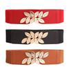 Creative Metal Buckle Women Elastic Band Waist Defining Comfortable Stretch Waistband Solid Color Dress Belt Jeans