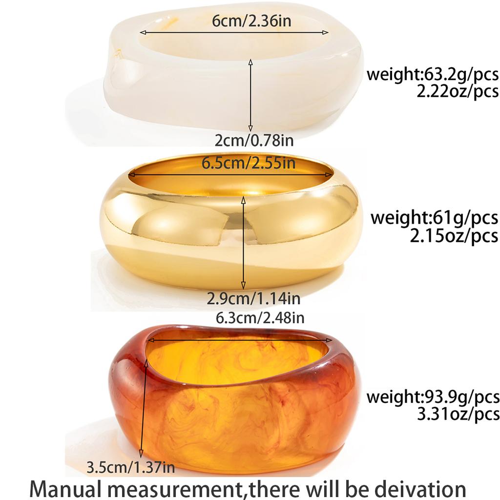 Salircon Vintage Irregular Acrylic Resin Smudging Bangles for Women Kpop Geometric Chunky Wide Bracelets Couple Jewelry Pulseras