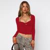 European and American ins style women's clothing autumn new fashion sexy spice girl hanging neck with open navel long-sleeved top
