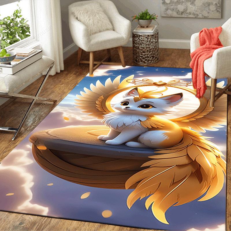 1pc Fox with Wings Print, Design Indoor Area Rug, Soft, Anti-Slip, and Durable Gaming Room Decor for Bedroom, Living Room, and Exercise Rugs