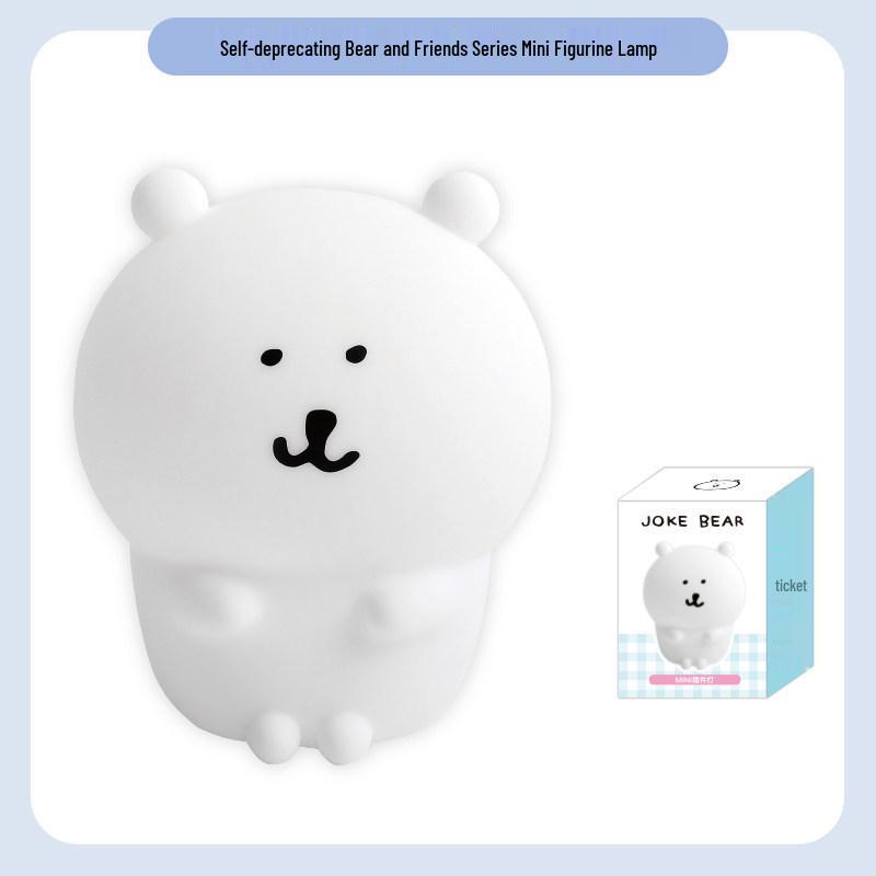 Self-Deprecating Bear Night Light - Mini Tap-Tap Lamp & Bedroom Ornament, Perfect Birthday Gift for Girls