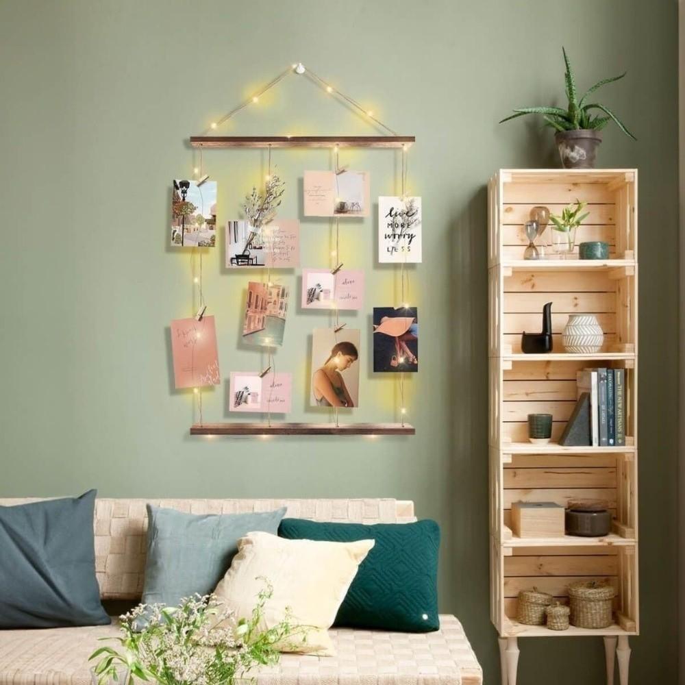 Minimalist Hanging Photo Display Handcrafted Photo Clip String Light Halloween