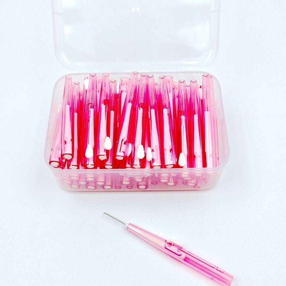 60 Pcs 0.6-1.5mm Toothpicks Push-pull Toothbrush PE Oral Cleaning Tools  Interdental Cleaning