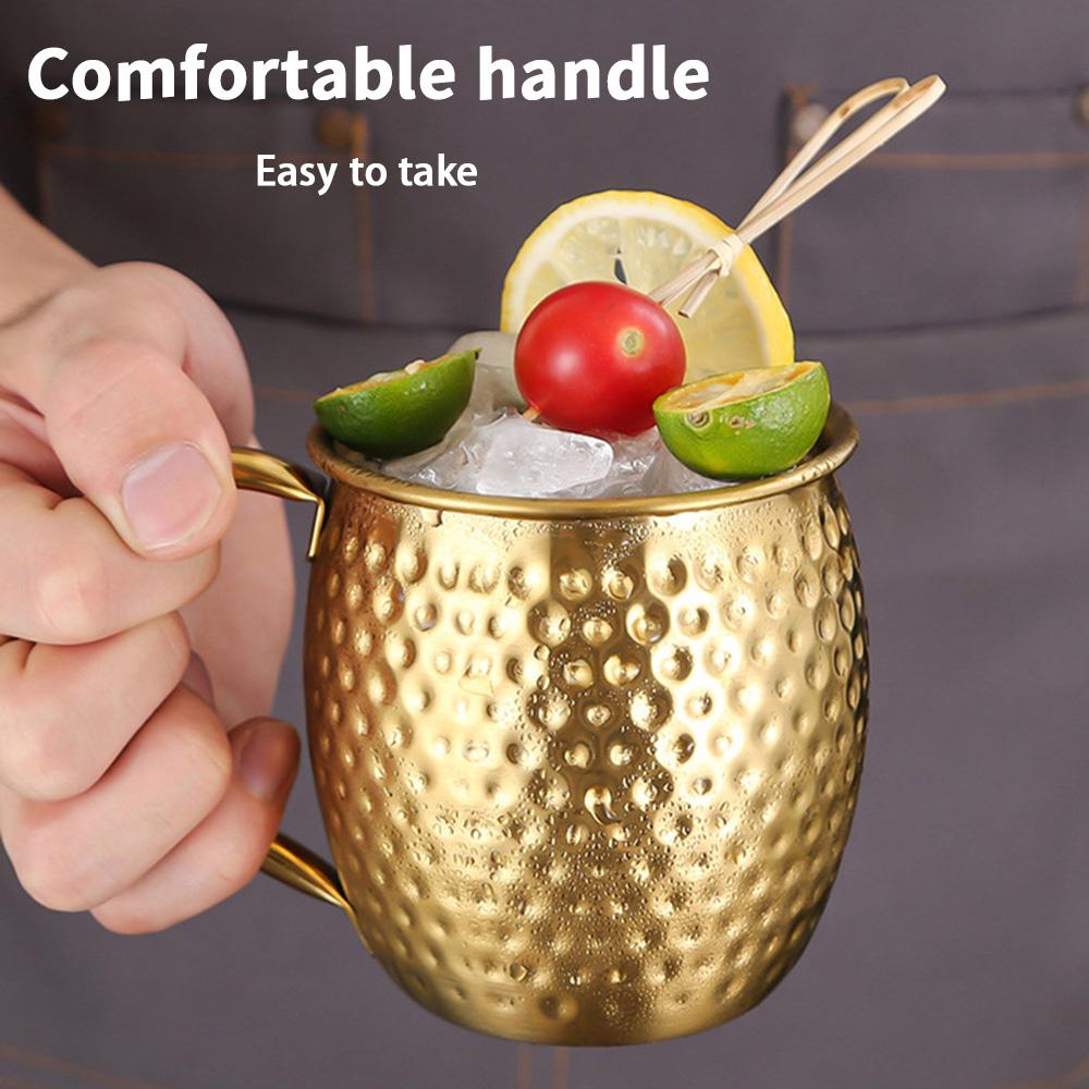 Moscow Pony Cup, Hammer Patterned Cup with 304 Stainless Steel Inner Liner, Suitable for Cold Drinks, Beer, Cocktails, Bars