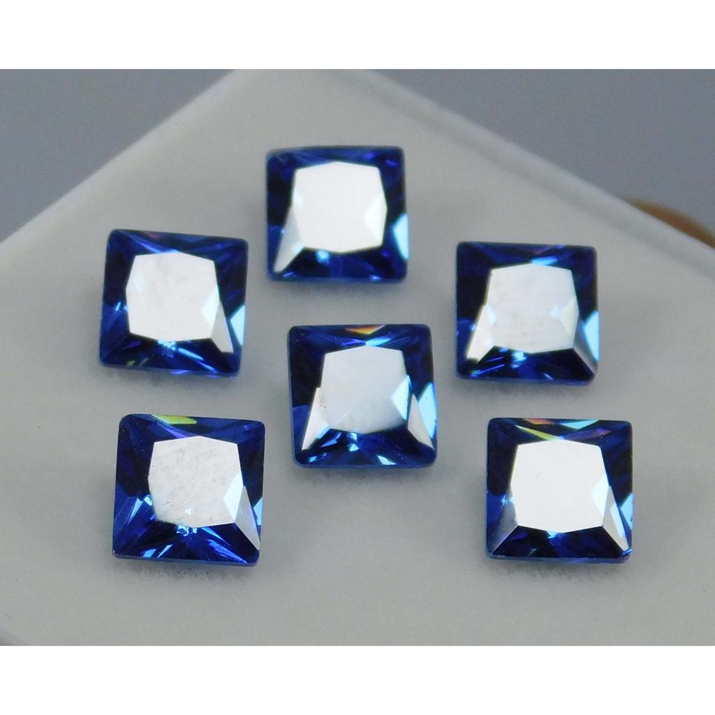 Natural Blue Sapphire Square Cut 7x5 Mm 6 PCS Lot Gems For Gift CERTIFIED MULTTIQ132