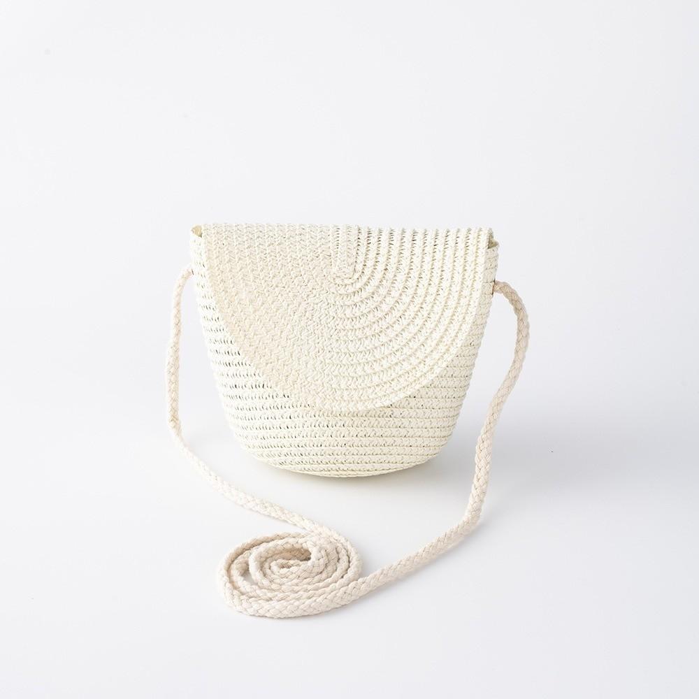 Shell Shape Kid Woven Crossbody Bag Pure Color Rattan Bag Cute Children Straw Bag  Girls