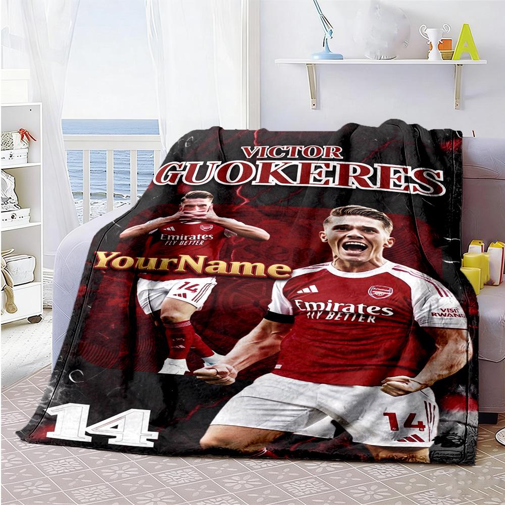 Arsenal Personalized Text Blanket Cozy Customizable Blanket Soft Warm Cozy Throw For Home Decor Office Bedding Living Room All-Season Use