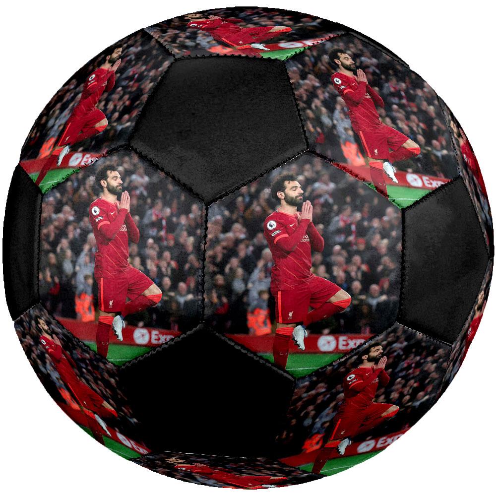 Salah Printed Size 5 Soccer Ball, Machine-Stitched PVC, Durable & High Bounce, All Ages Fit, fan merchandise, matches & outdoor use.