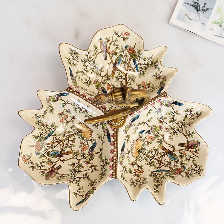 Ceramiczna stopowa kratka Talerz na słodycze Hotelowy Klub Wystrój Miękki Talerz na suszone jedzenie i przekąski z uchwytem